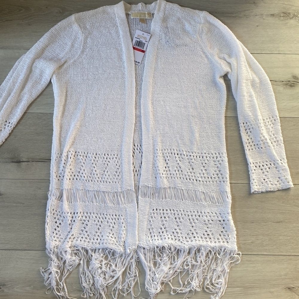 Michael Kors Women's White Long Sleeve Open‎ Cardigan Size XS NWT